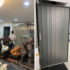 Cửa xếp lá nhôm ngăn cầu thang Eurotechvietnam | bền đẹp, thẩm mỹ cao.