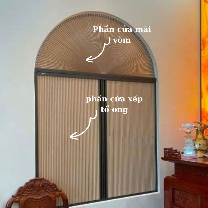 Rèm tổ ong cửa vòm tại EuroTech Việt Nam gồm 2 phần chính