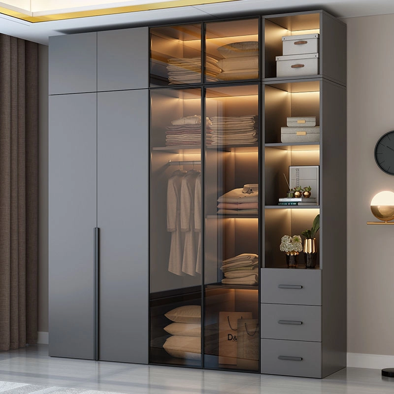 Tủ áo nhôm cánh kính sang trọng kết hợp MDF Melamin
