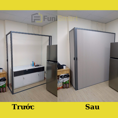 Cánh tủ áo rèm tổ ong xếp lùa dạng chữ L