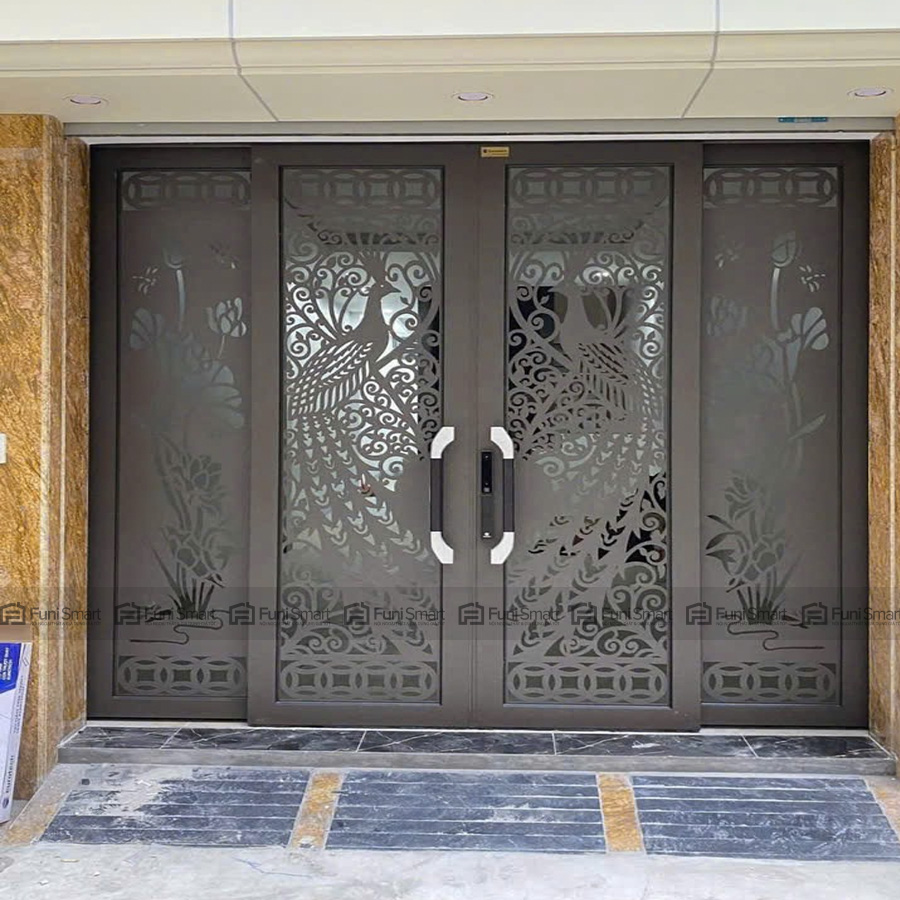 Cửa trượt quay nhôm CNC hoa văn mới 2026