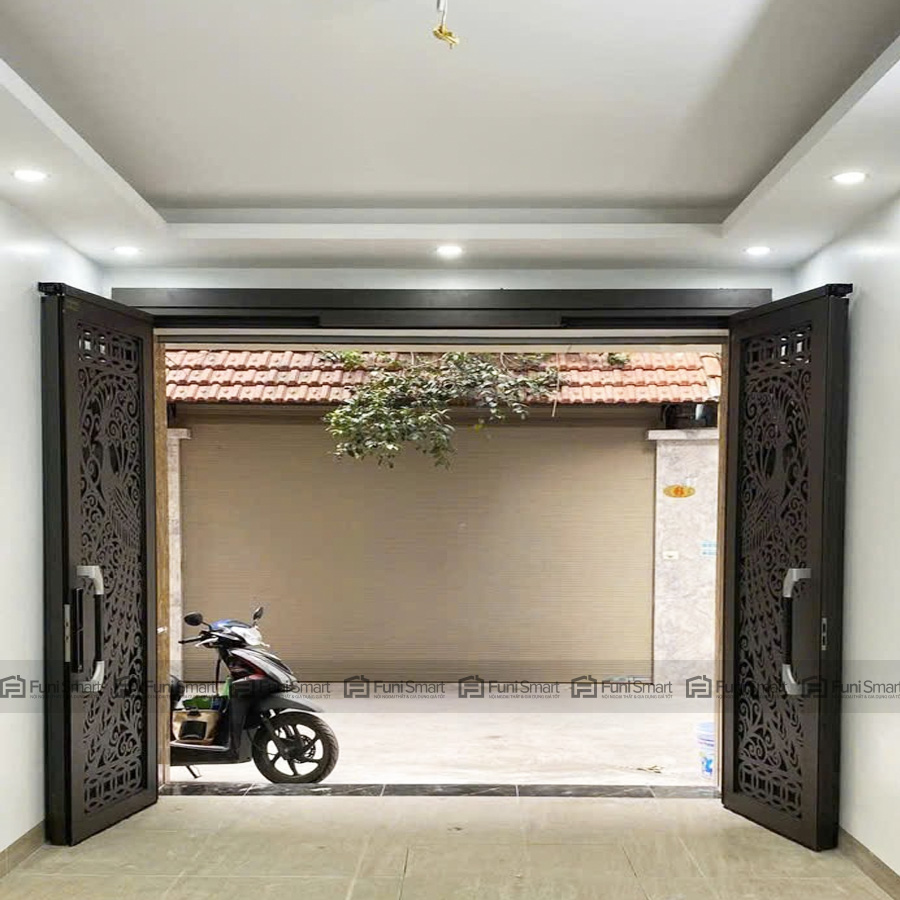 Cửa trượt quay 4 cánh xếp truợt đóng mở khép vào trong