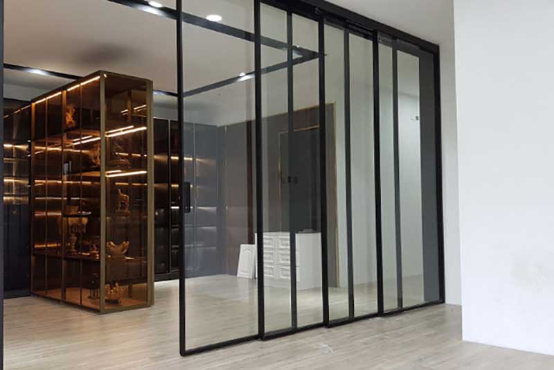 cửa trượt xoay slim hệ nẹp rời