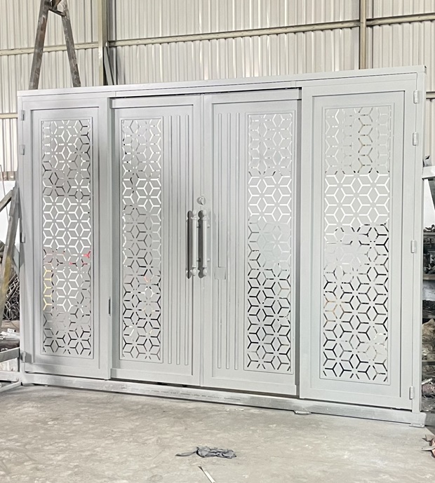 Cửa trượt quay sắt CNC màu trắng