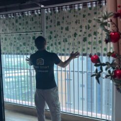 cửa xếp nhôm lá nhựa PVC trong suốt