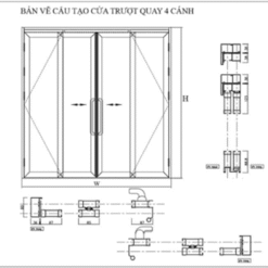 Cấu tạo chi tiết cửa nhôm kính trượt quay màu trắng